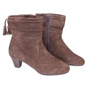 Umberto Raffini Brown Suede Leather Pump Heel Boots Round Toe Size 38